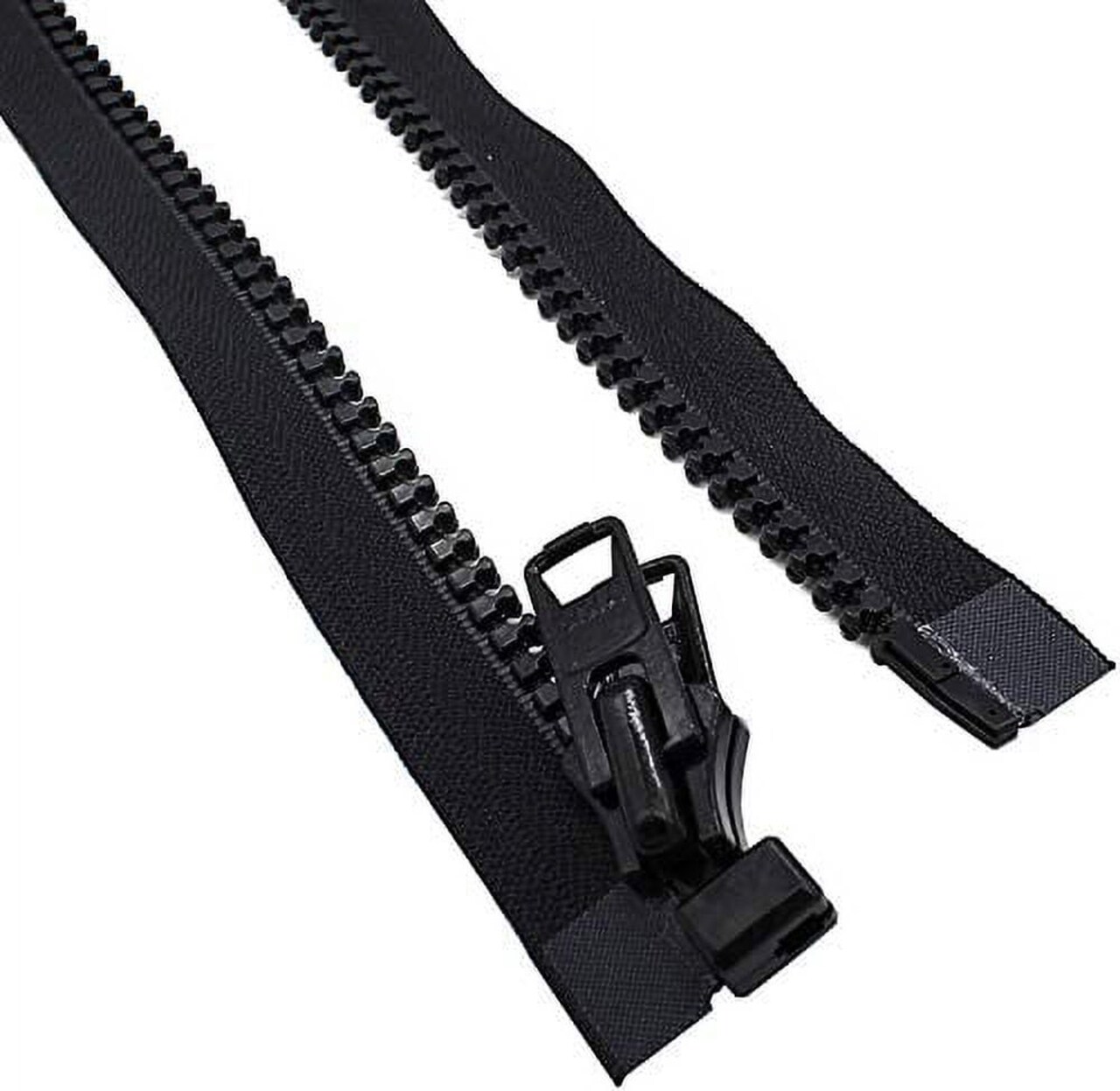 #10 Reversible Heavy Duty Molded Vislon Zipper with 2 Heads - Color Black - 1 Zipper Per Pack - Made in The United States (180" Inches)